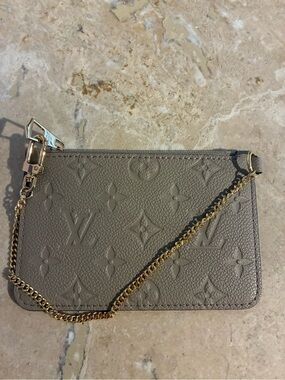 Louis Vuitton Taupe Monogram Empreinte Wristlet with Gold Chain